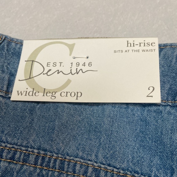 NWT Wide Leg Hi-Rise Crop Size 2 Blue Jeans - Picture 8 of 11